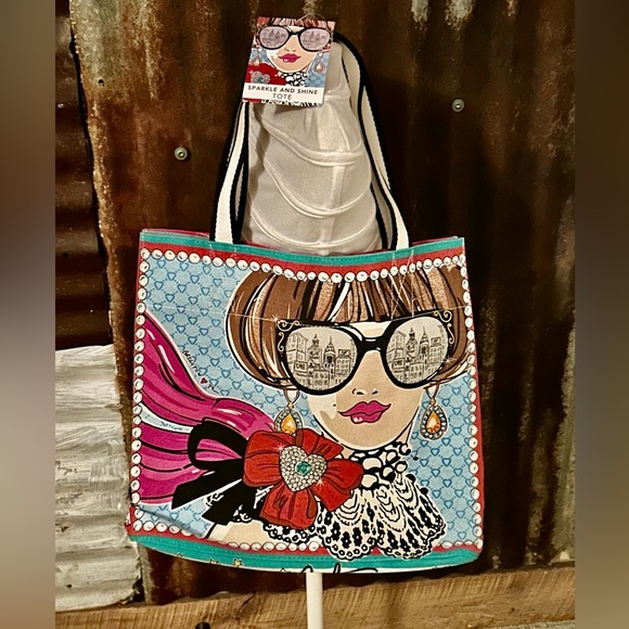 Brighton Handbags - NWT-Brighton “SPARKLE and SHINE” Colorful Illustrated Tote Bag